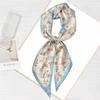 Blue Floral Print Silk Scarf, 96, Floral Neck Scarf for Everyday Wear
