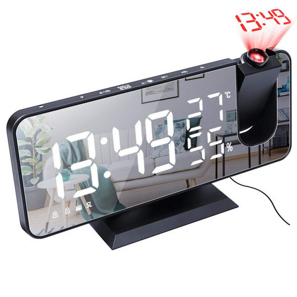 

7.5-inch Led Digital Projector Projection Snooze 2 Alarm Clock Fm Radio Timer Black and white#0