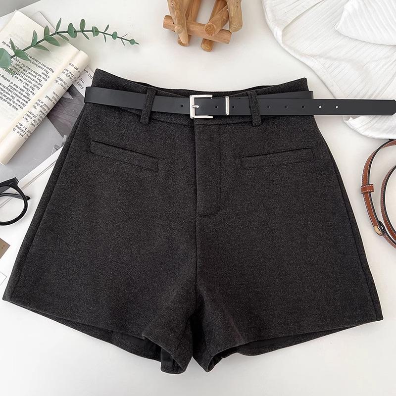 Petite Women's High-Waisted Tweed A-Line Shorts - Slimming, Versatile, Casual Wide-Leg for Autumn/Winter (XS)