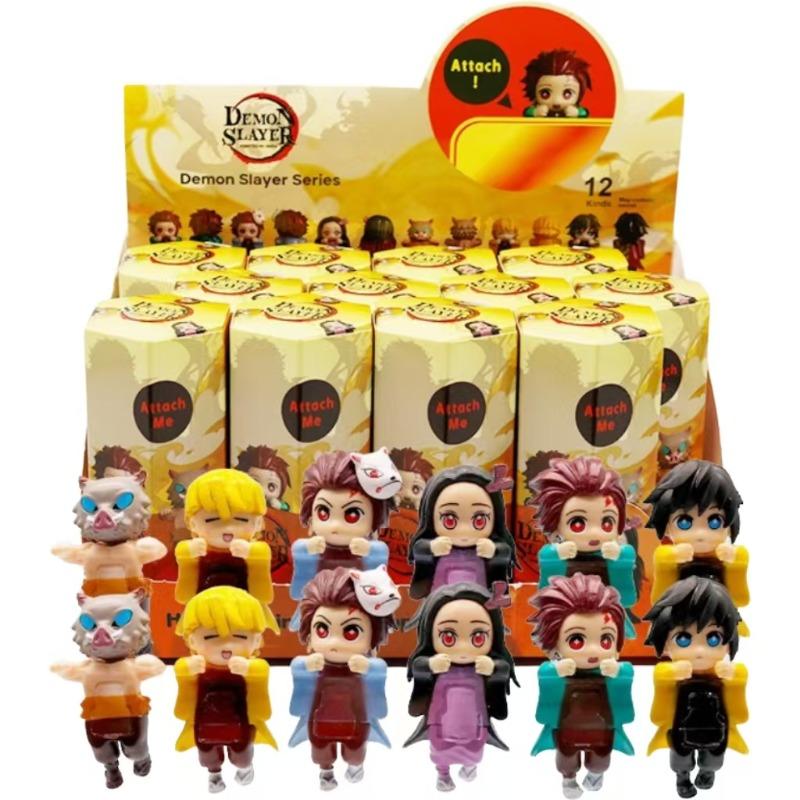 Car New 12-piece set Sonneess Angel Anime Demon Slayer  Handmade Anime Cartoon Doll Desktop Computer Screen Ornaments