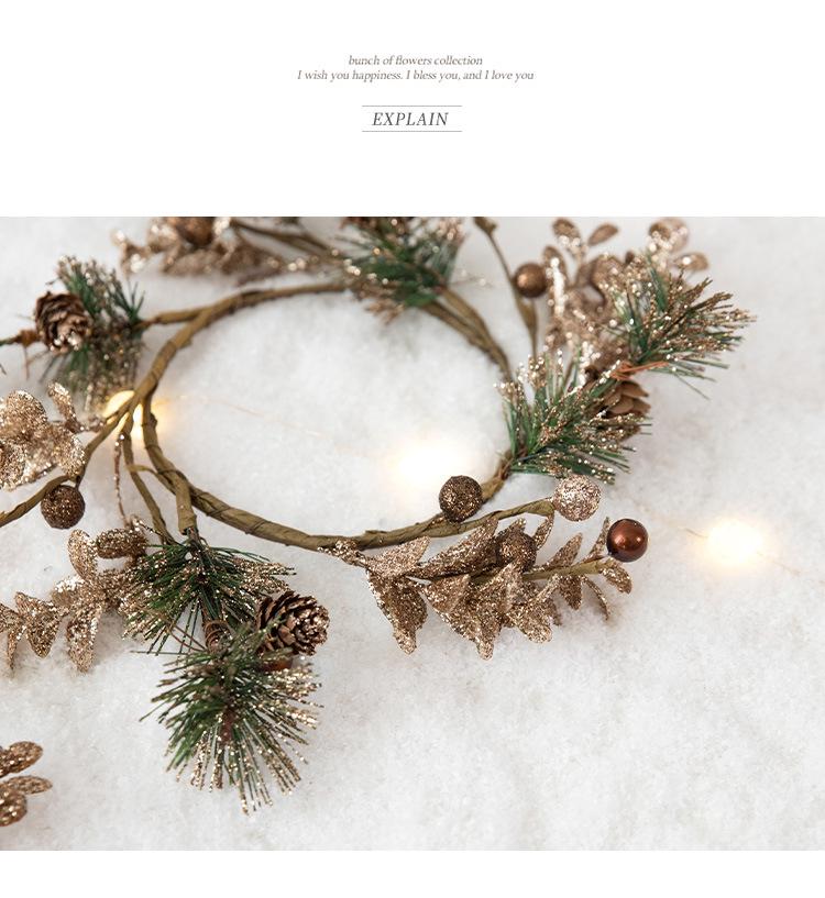 Champagne Gold Pine Cone Wreath Ornament - Christmas Decoration & DIY Vine Candlestick.