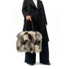 Europäischer Und Amerikanischer Stil Imitation Pelz Plüsch Handtasche Damen Herbst Und Winter Mode Fuchs Fell Tragetasche Kontrastfarbe Pelz Tasche