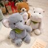 Cute Bib Animal Plush Toys Soft Cartoon Hippo Bear Elephant Stuffed Doll Filled With Cotton Lovely Birthday Gift To Children