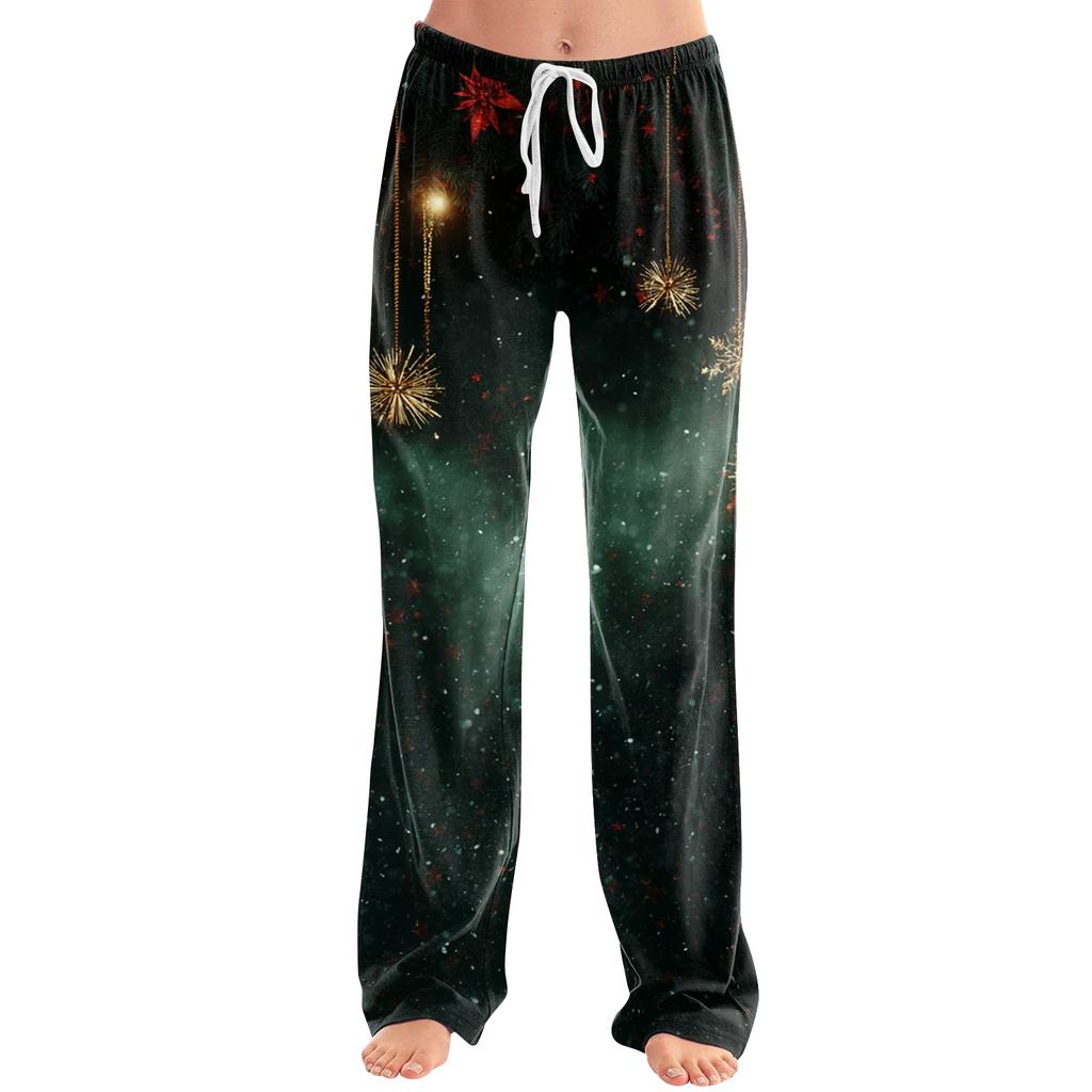 Women's Christmas Print Loose Fit Casual Pants for Holiday