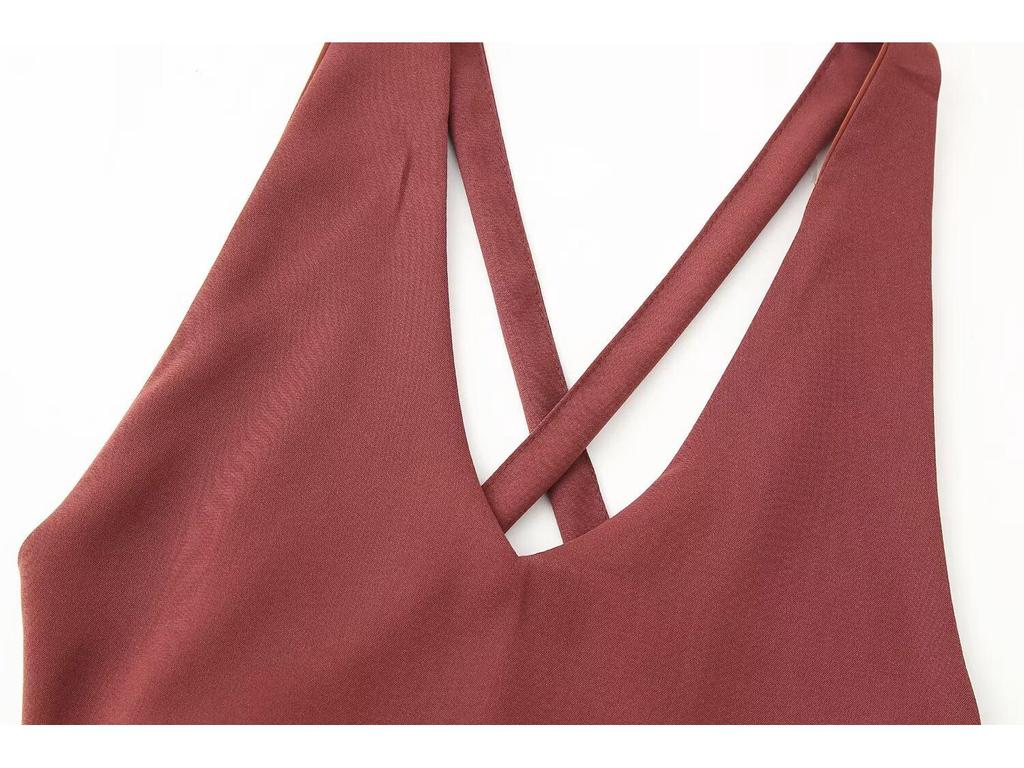 2025 Spring European & American Style Sleeveless Midi Dress for Women