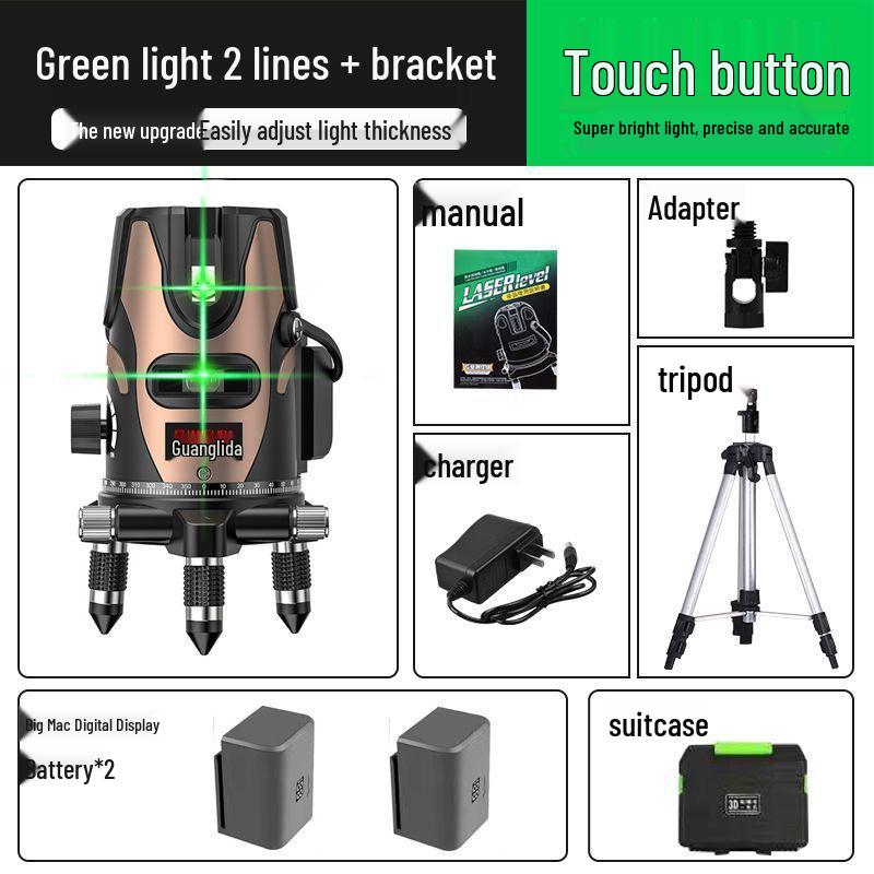 High Precision Outdoor Laser Level with Infrared, Blue, and Green Light - 2, 3 & 5 Lines, Auto-Leveling, Imported LD.
