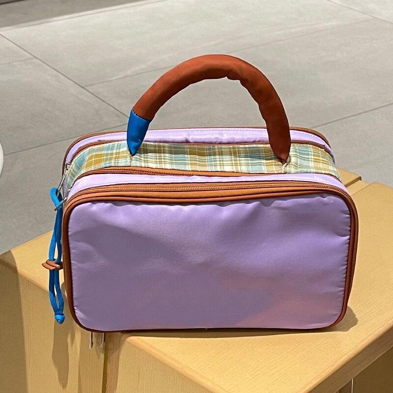 MDNG Plaid Compartmented Cosmetic Travel Bag