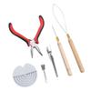 Micro Rings Bead Device Tool Kit Wooden Handle Pulling Hook Needle Hair Extensions Bead Spacer Template Set