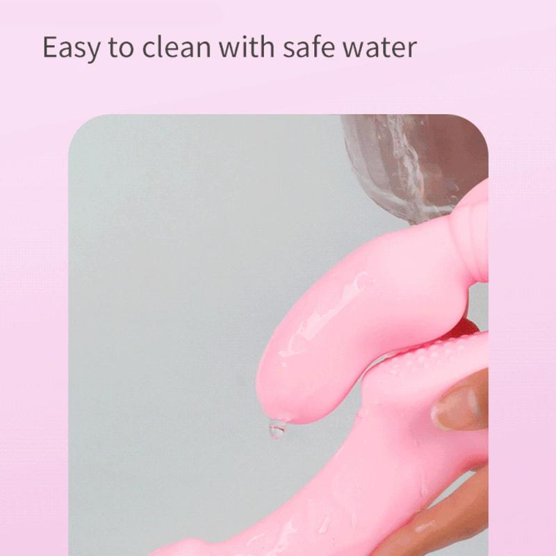 Telescopic Strapless Strap on Dildo Vibrator Anal Plug Massager Lesbian 3 in 1 Vibrator G-Spot Vaginal Stimulate Clitoris Sex Toys for Couple Lesbian