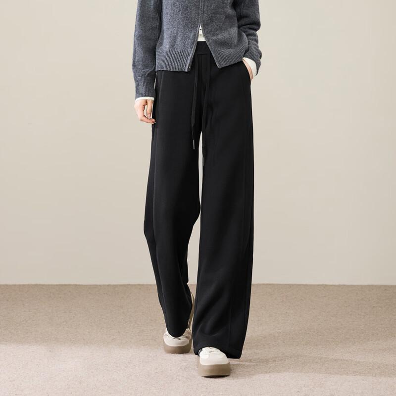 ESE-Y Women's Acetate Wool Fleece-Lined Straight-Leg Pants