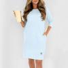 2025 Summer Women's Solid Color Long Sleeve Loose Casual Dress with Round Neck