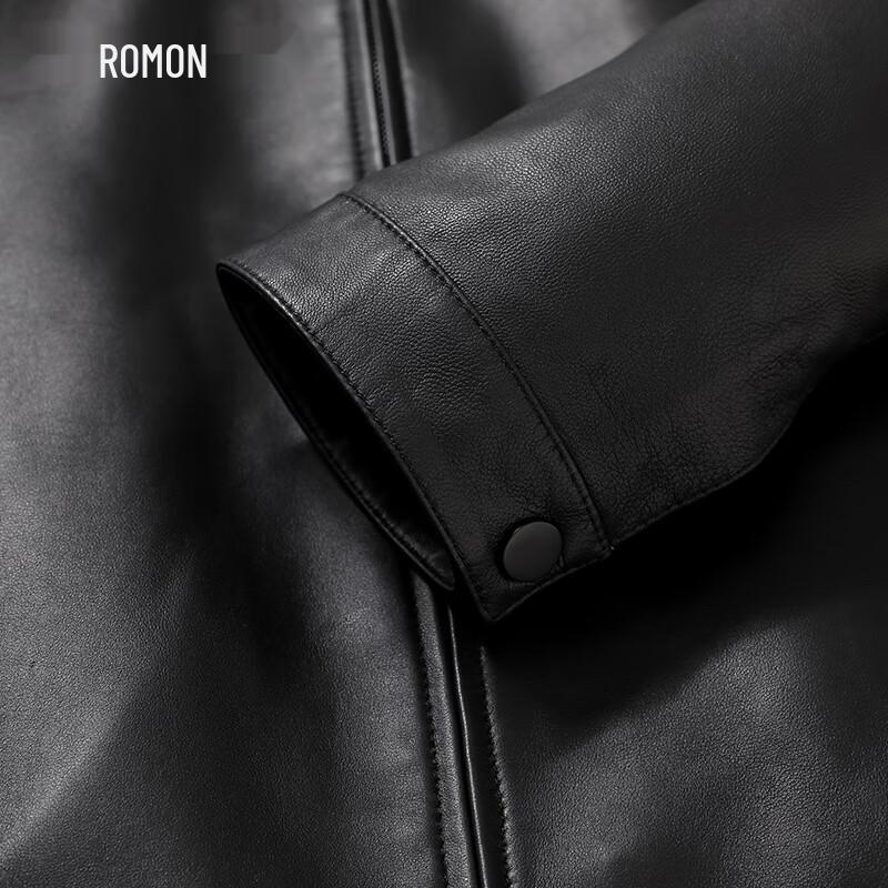 Luomeng Men's Genuine Sheepskin Stand Collar Leather Jacket