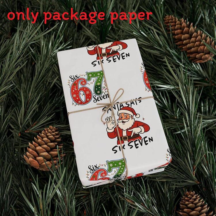 Christmas Gift Wrap Selfadhesive Paper With Santa And Reindeer Design For Holiday Packaging