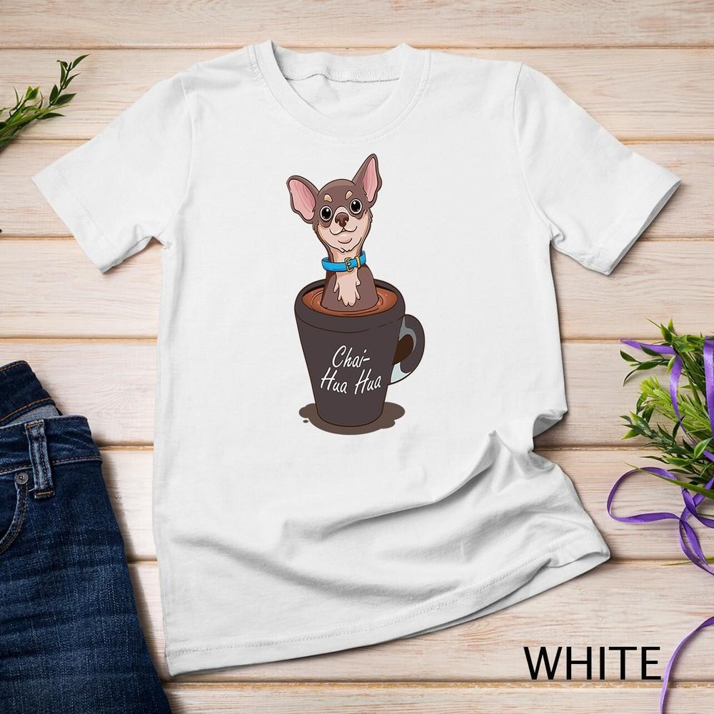 

cute chihuahua dog sitting in a chai-latte coffee cup Unisex T-shirt M