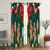 2pcs Cute Gingerbread  Curtains   Xmas Holiday Window Decor   Polyester Rod Pocket Curtain for Home Decor