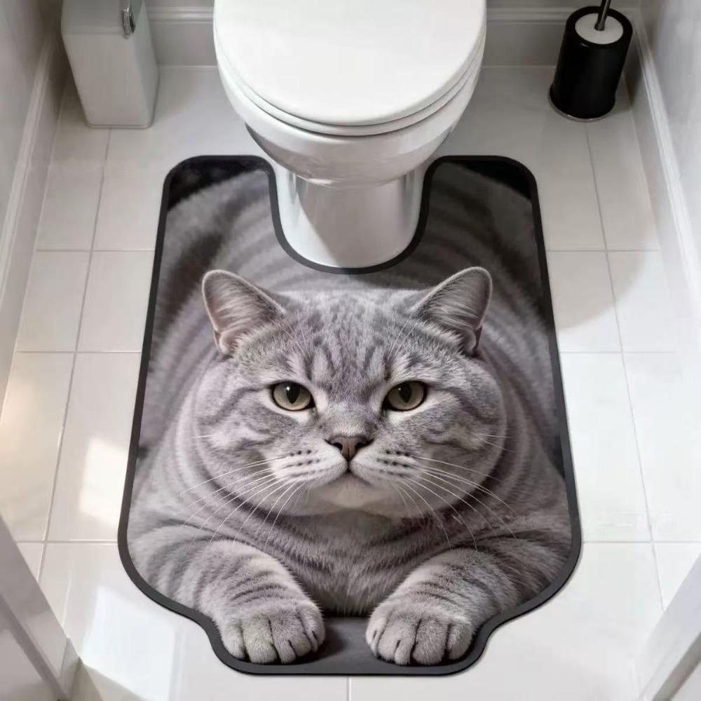 Quick-dry Bathroom U-shaped Mat Non-slip Bath Mat Fun Toilet Floor Rug Household