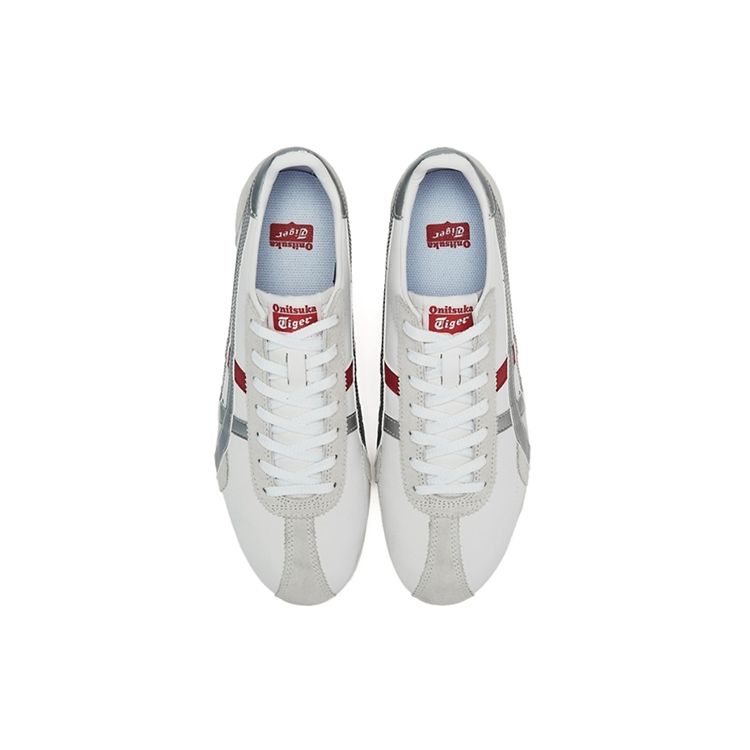 ONITSUKA TIGER Runspark Retro Comfortable Synthetic Leather Non-Slip Wear-Resistant Low-Top Running Shoes Unisex Sneaker White Silver Red 1183B480-101
