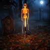Halloween Trick or Treat Route Lighting 3D Skeleton Solar Garden Lamp, Spooky Human Pathway Waterproof Lawn Stakes for Cemetery Lights, Resin Outdoor