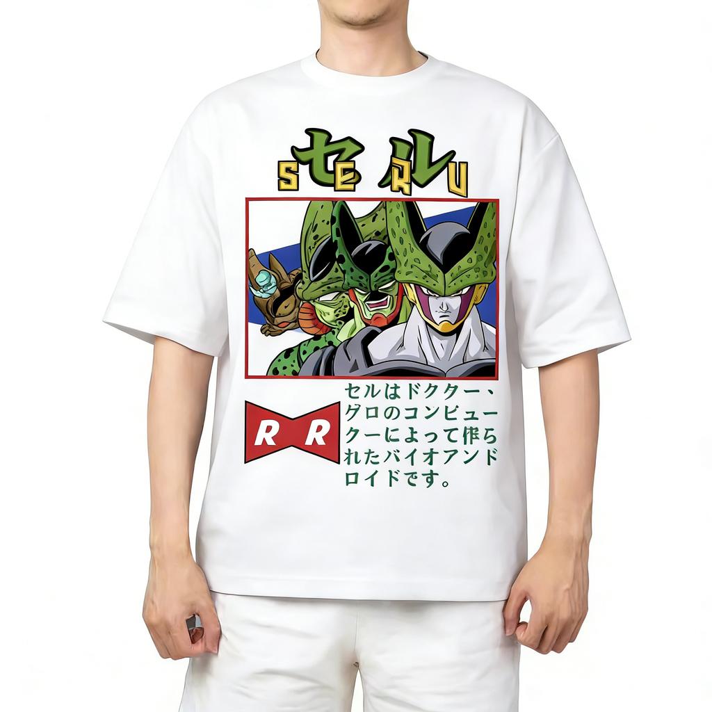 Summer White Plus Size Tshirt Dragon Ball Anime Printed Men and Women Casual Parent Child Tops Harajuku Y2K Streetwear Fashion