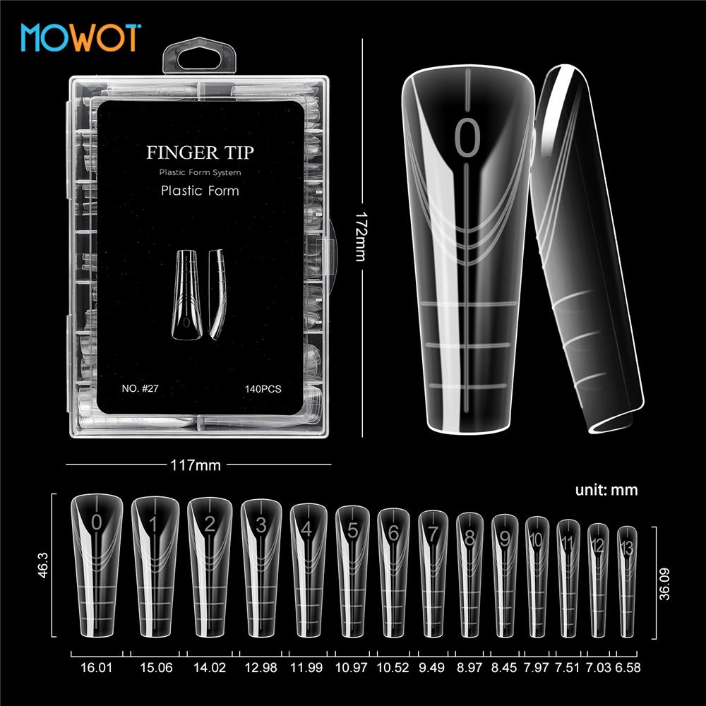 MOWOT 70pcs/140pcs Dual Nails Forms for Poly Nail Gel Full Cover Nail Extension Quick Building Gel Molds Acrylic Nail Top Forms