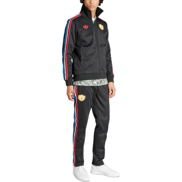 adidas X Stone Roses Manchester United Pantalon de survêtement en maille colorblock à trois bandes Homme Bas Noir IN6968