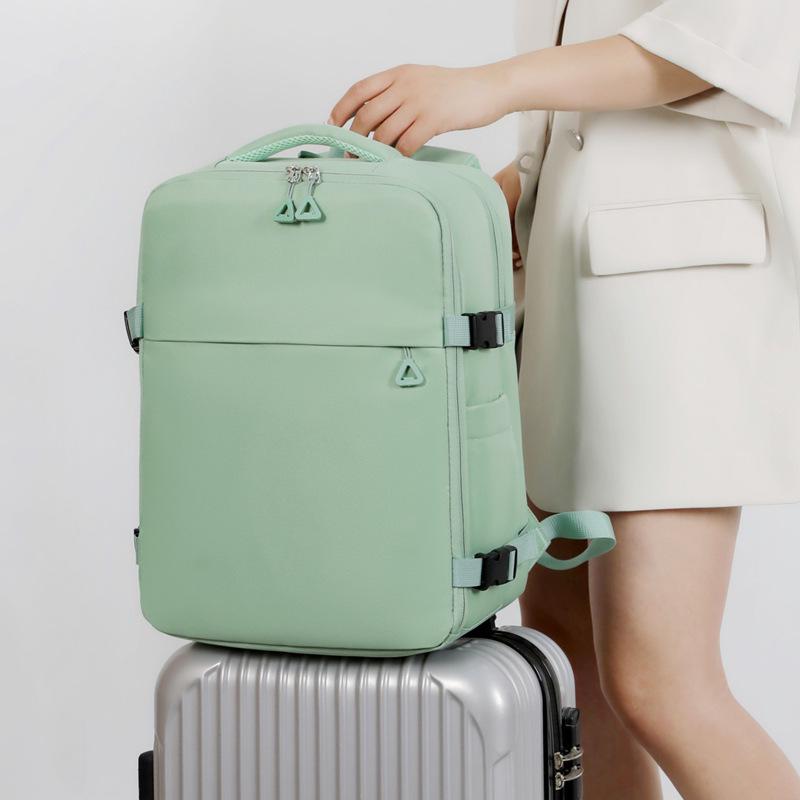 Multifunctional Solid Color Laptop Backpack Set: Casual, Large Capacity, Trolley-Friendly, Outdoor Student Schoolbag