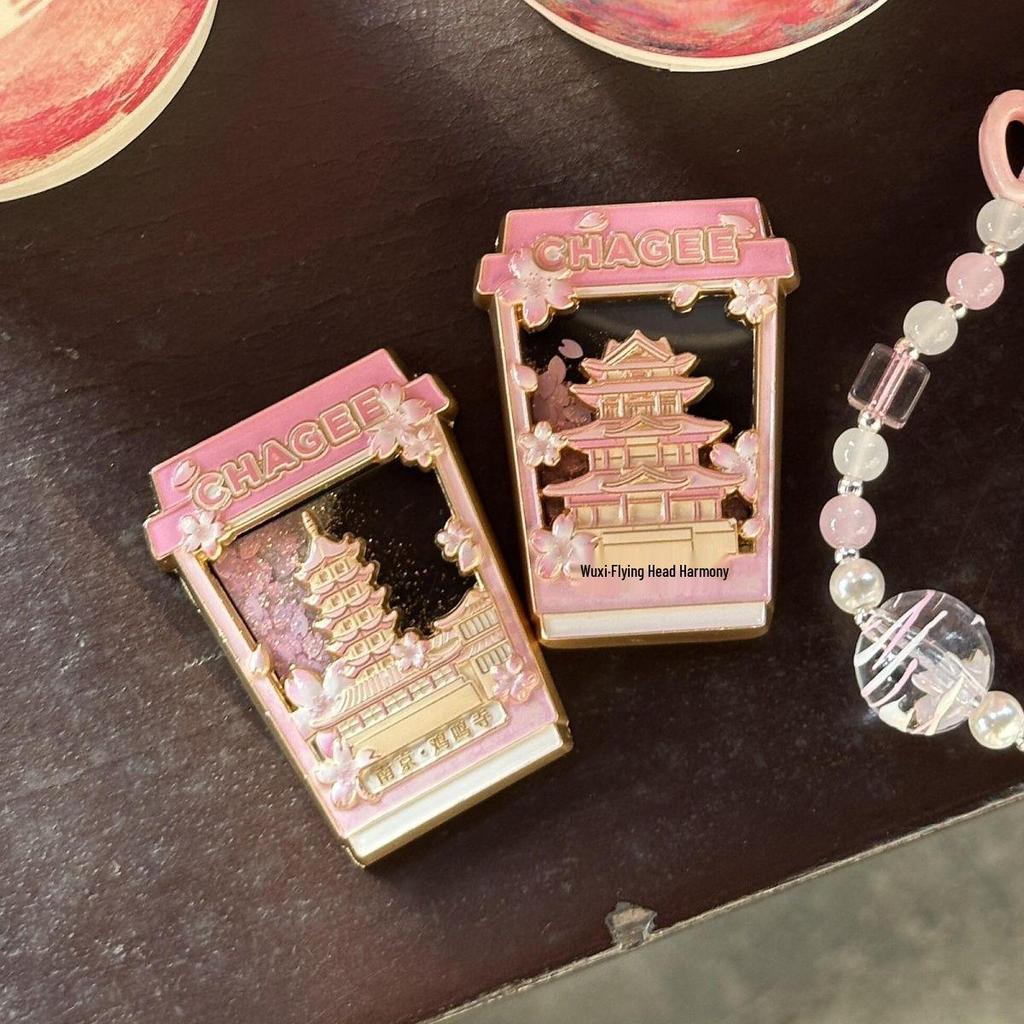 HAY TEA Cherry Blossom Quicksand Magnetic Refrigerator Magnet - Collectible Souvenir.