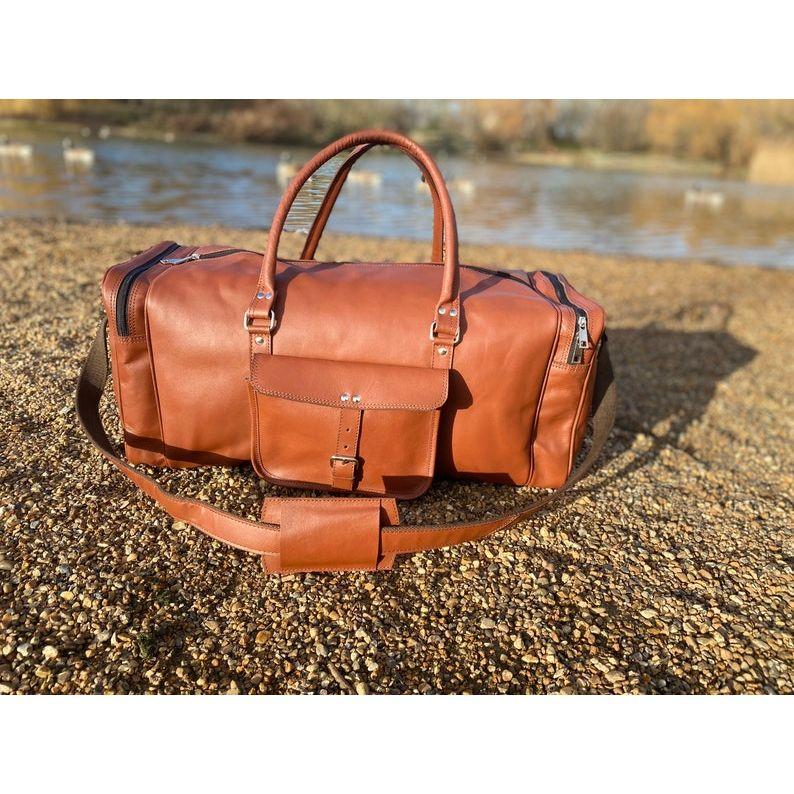 Travel Bag, Duffle Bag, Travel Holdall, Cabin Luggage, Holdall, Lightweight Luggage, Carry On Baggage, Brown Gym Bag, Workout Bag Leather