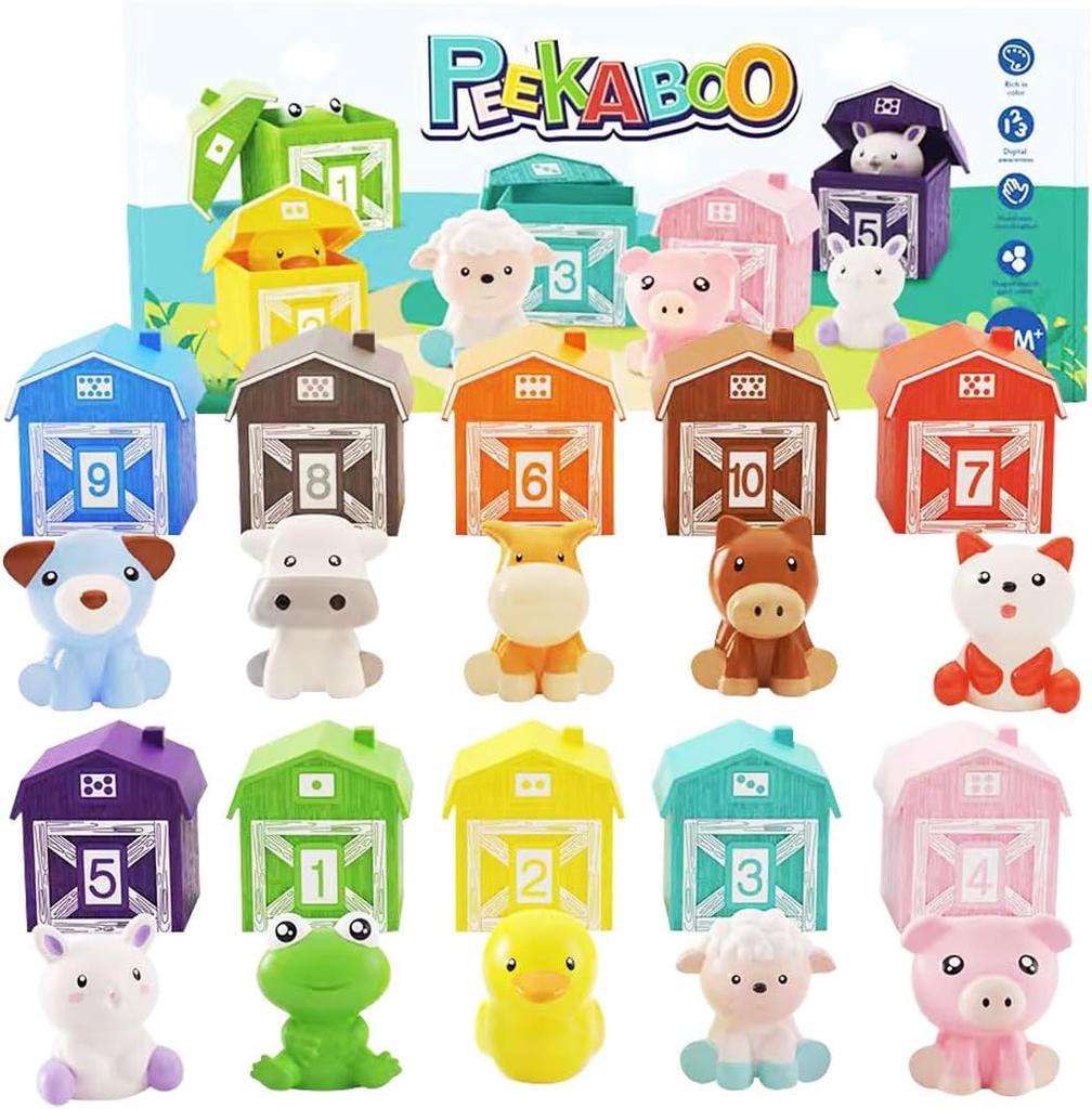 Giocattoli Fattoria Animali Abbinamento Casa Montessori Per Bambini Piccoli Burattini Dita Arcobaleno Riconoscimento Numeri Ordinamento Colori Giochi di Abbinamento