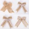Christmas Bow Decor With Linen Fabric Handmade Holiday Diy Home Party Supplies