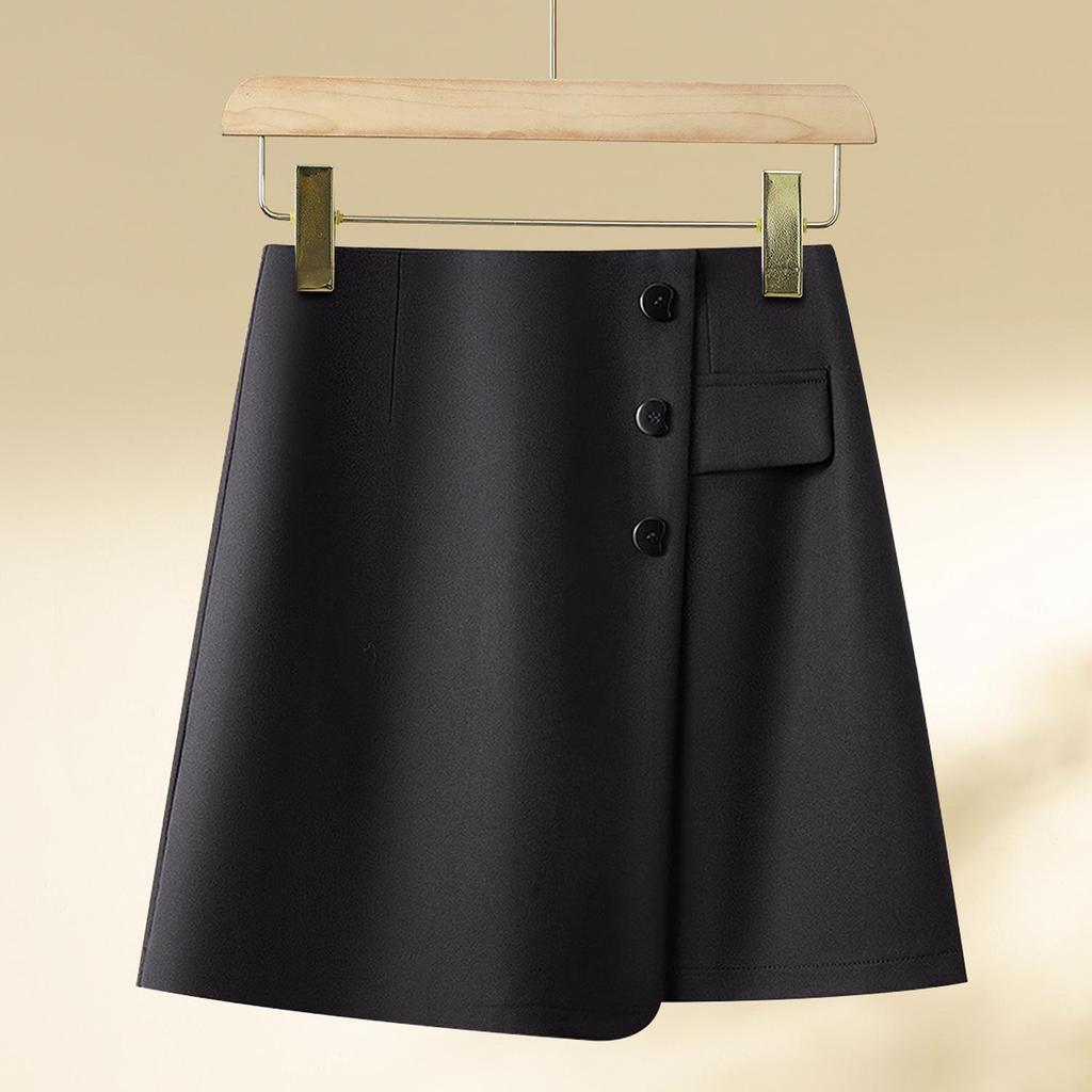 Women's High-Waisted A-Line Midi Skirt - 2025 Spring Collection, Anti-Exposure, Casual, Hip-Hugging Style