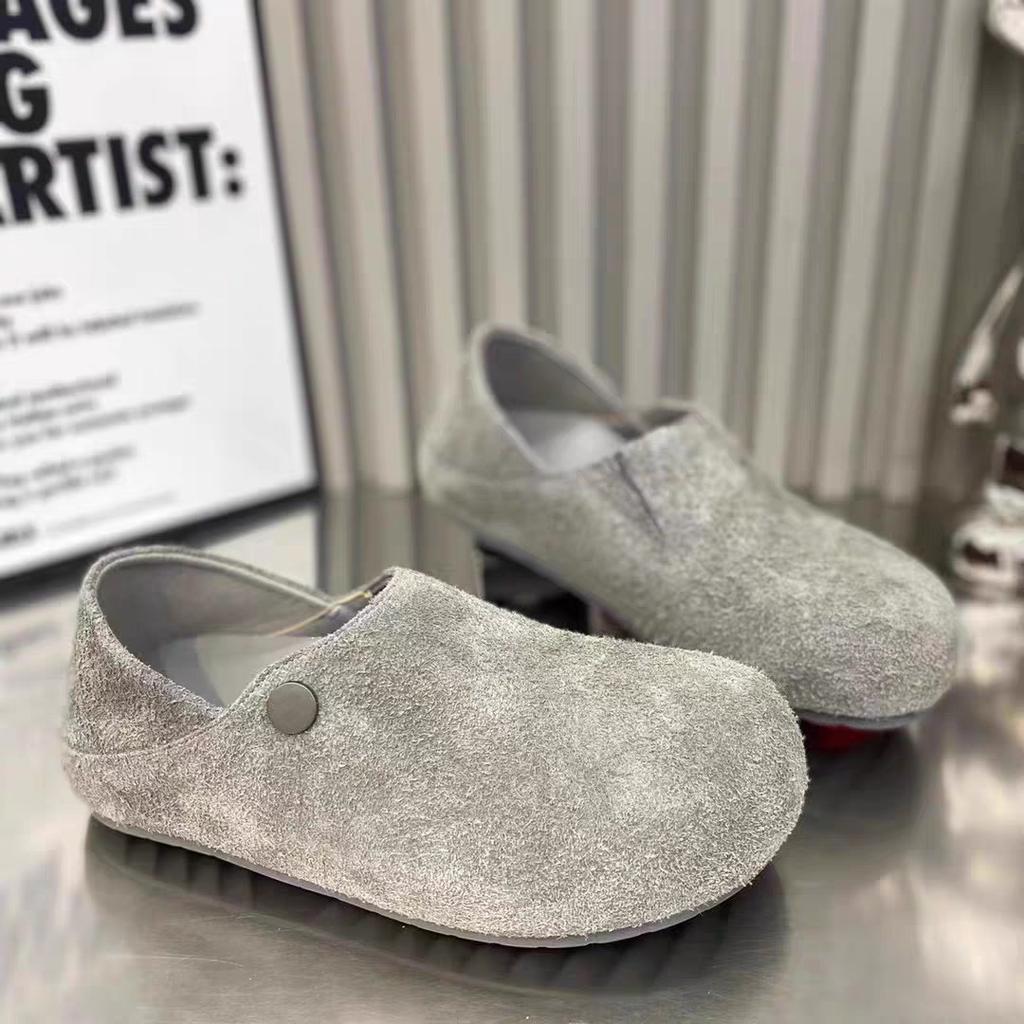 Retro Birkenstocks Fashionable Shoes Women's Spring and Autumn 2025 New Matte Big Head Flat Two Wear Casual Lazy Shoes