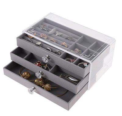 3-layer Jewelry Storage Box Transparent Jewelry Storage Box Cross-border Acrylic Velvet Jewelry Boxes
