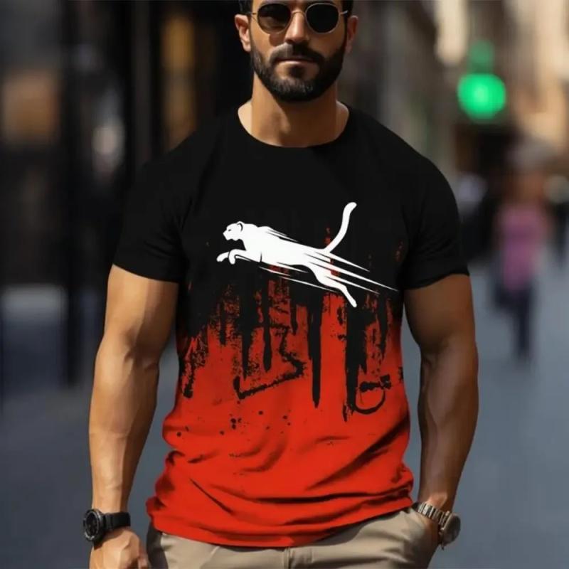 Funny Animal Graphic 3D Printed T-shirt For Men Causal Short Sleeve Oversized Pullover T-shirt Top Men's Tees Outdoor Clothing