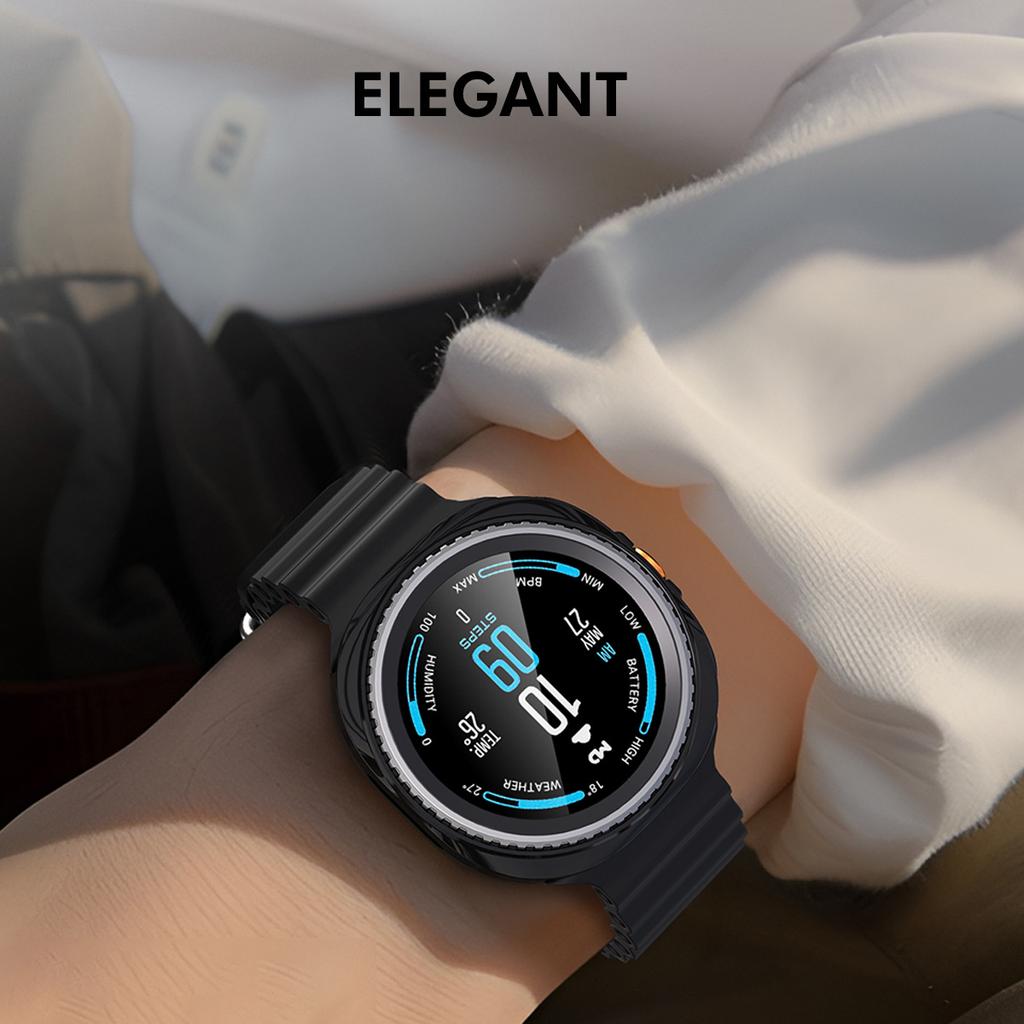 ENKAY HAT PRINCE For Samsung Galaxy Watch8 Classic 46mm Case with PMMA Screen Film TPU Watch Cover