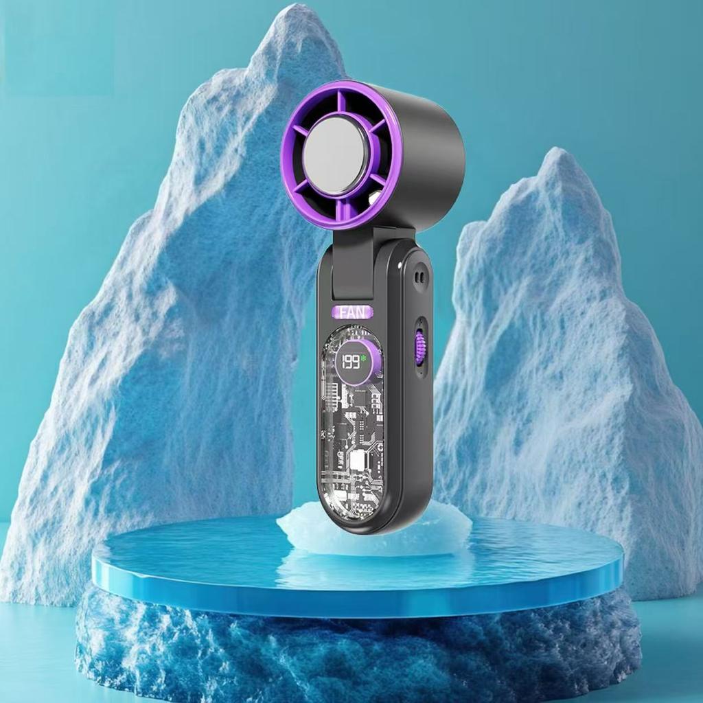 Hot Selling Digital Display LED Foldable Ice Cooling USB Rechargeable High Speed Ultra-Quiet Long-Lasting Summer Outdoor Fan