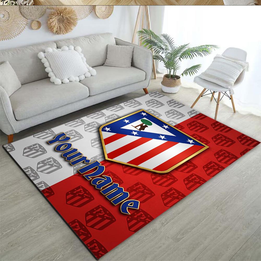 Atletico Madrid Personalized Text Floor Mat Suitable for Playrooms Foyer Game Room Dormitory Antislip Carpet Decorate Offices Birthday/Christmas Gift