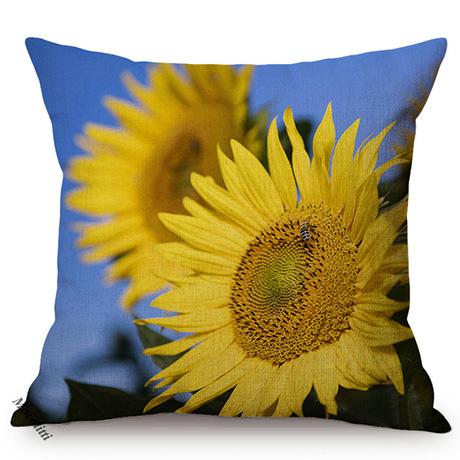 Sunflower Farm Natural Landscape Style Home Decor Sofa Pillow Case Nordic Pastoral Cotton Linen Living Room Chair Cushion Cover