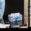 Niebiesko-biała porcelanowa szkatułka na chusteczki Ceramiczny pojemnik na ręczniki papierowe Stolik kawowy Biurko Uchwyt na serwetki Pudełka na chusteczki Vintage Wystrój domu