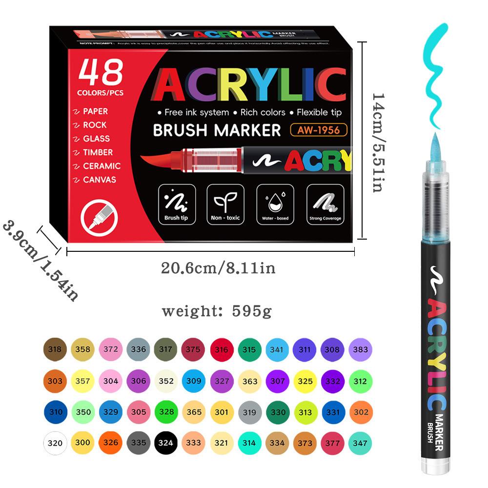12-120 Colors Acrylic Paint Pens Markers Brush Tip Paint Markers For Rock Painting Wood Canvas Stone,Christmas Gift DIY Crafts