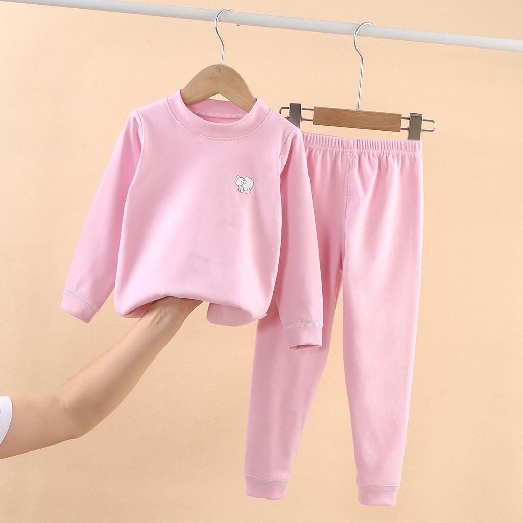 Children's Fleece Autumn Clothes & Trousers Set: Warm Underwear & Loungewear for Boys & Girls