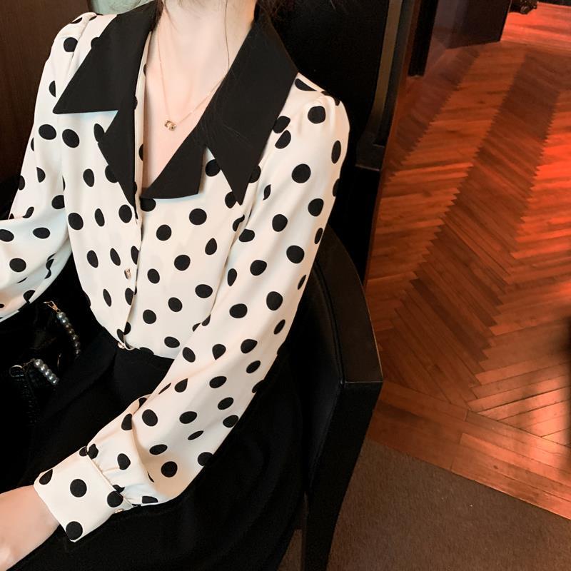 Women's Polka Dot Chiffon Shirt Fashionable and Stylish Women's Shirt Elegant Top