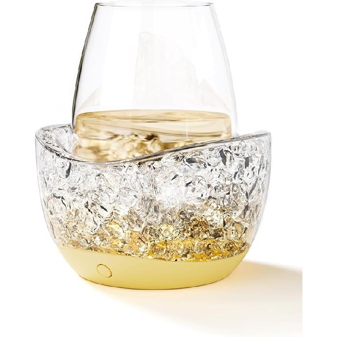 Wine Chiller for Glass Stemless Wine Glass Chiller Keeps Your Glasses of Vino Cold 10 Color Light Modes Separable Wine Essentials Accessories (Blue)