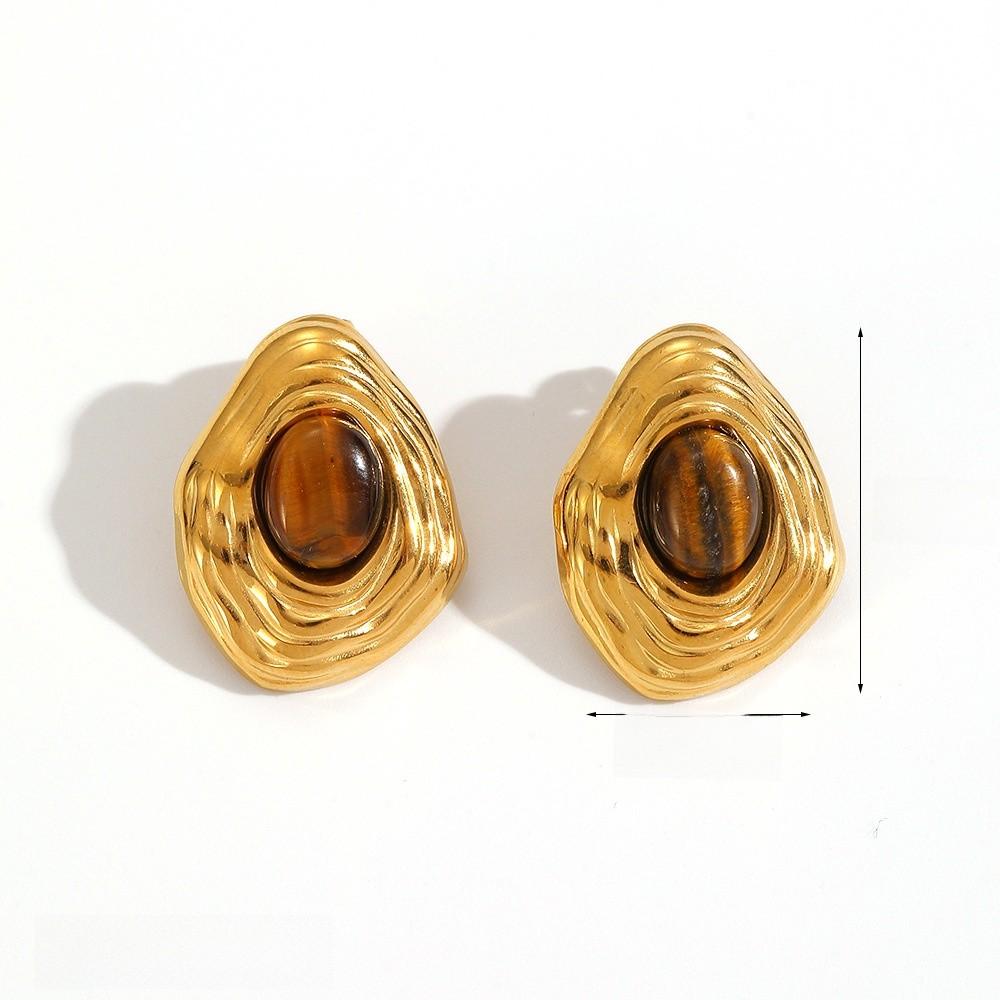 Art Deco Geometric Turquoise Stainless Steel Earrings For Women Fashion Accessories
