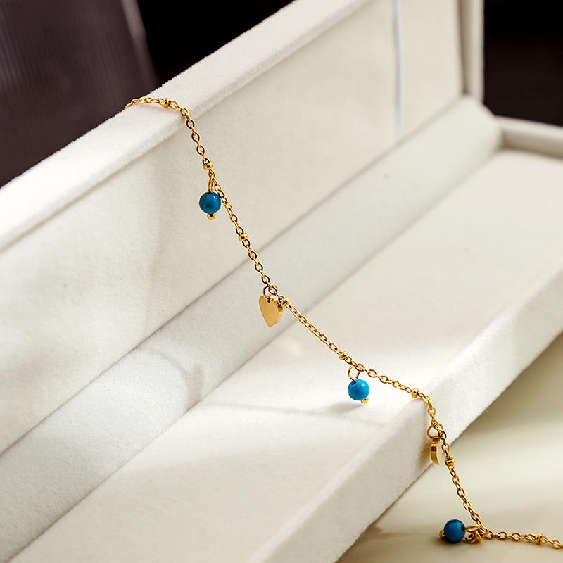 Metallic Turquoise Geometric Disc Anklet with Star and Butterfly Ornaments - Cold Temp Niche Style Accessories