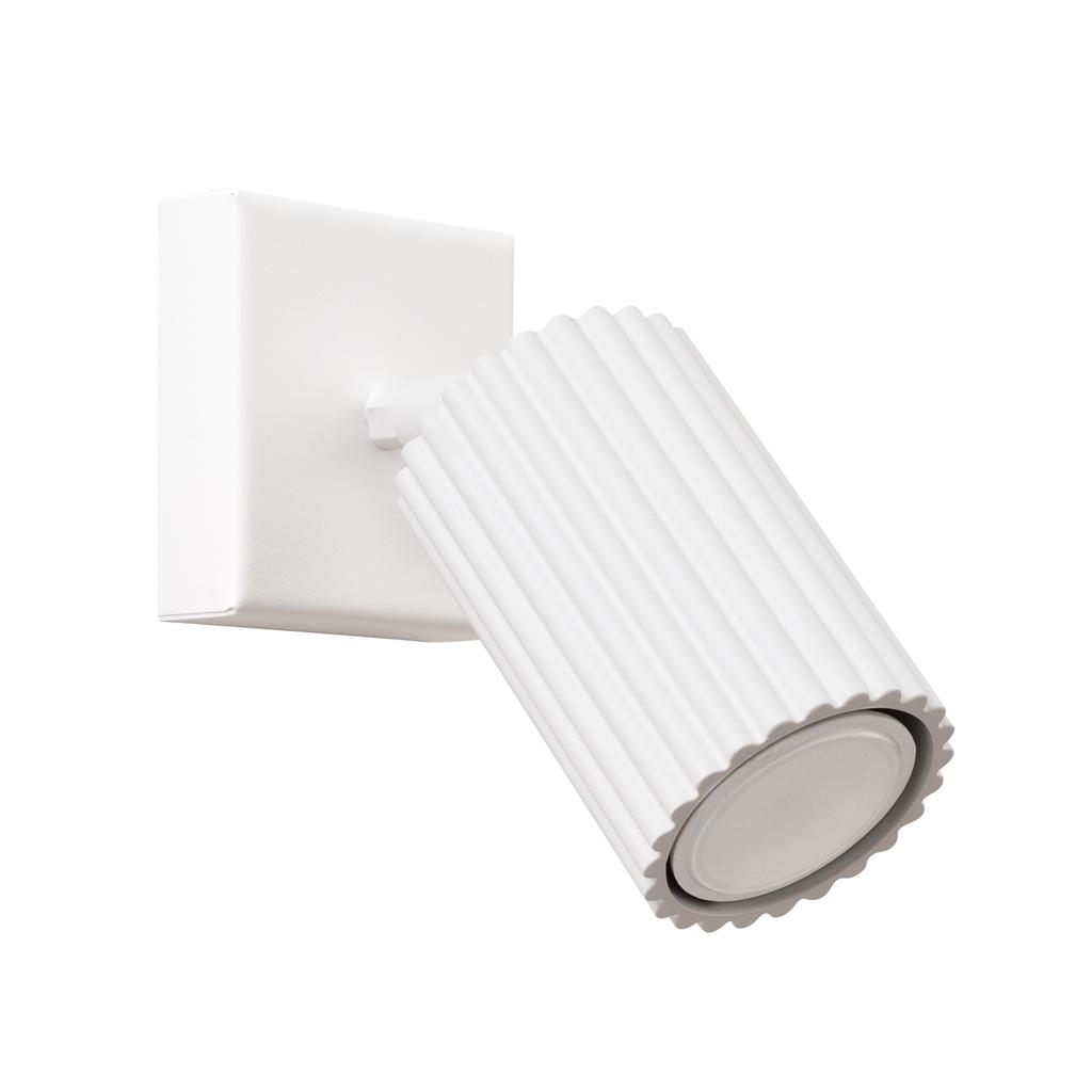 Modern white wall sconce, movable fluted spotlight for bedroom, reading, 1xGU10 10W KARBON, Sollux Lighting