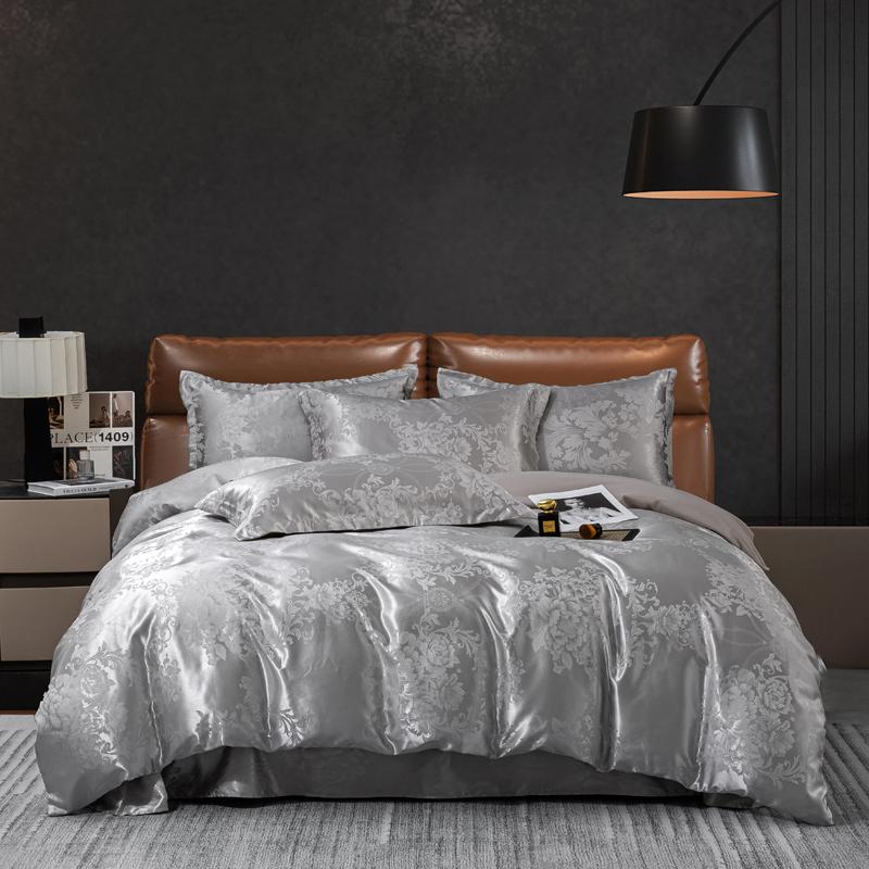 2025 New European Light Luxury Jacquard Four-piece Set, Satin Silk Quilt Cover, Bed Sheet Single Double Four-piece Set