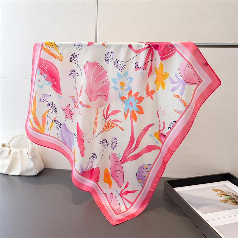 

Luxury Fashion 70cm Square Scarves Women s Silk Scarf Spring and Summer Bandana Small Neckties Hairbands Foulard Shawl 70x70cm