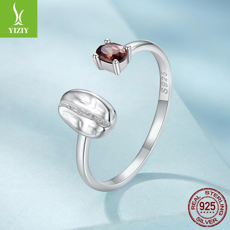 Coffee Bean Set S925 Sterling Silver Coffee Lovers Jewelry Earrings Light Luxury Premium Sense