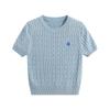 Neuer Sommer Damen Slim und Schlankmachender, Vielseitiger Einfarbiger Pullover, Geflochtener Retro Kurzer Strickpullover, T-Shirt Top